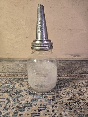 Vintage Duraglas Oil Bottle W/Metal Spout The Master Mfg Co Litchfield Ill 1926